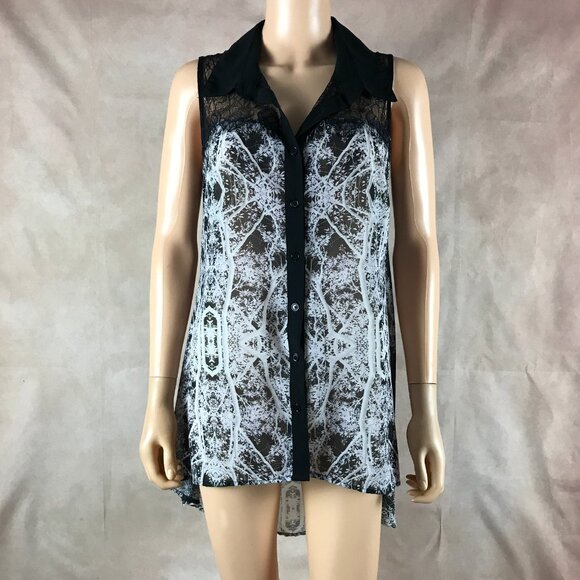 CITY CHIC Mirrored Printed Chiffon Hi-Low Shirt XS/14 - Picture 6 of 9